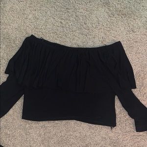 off the shoulder flowing black top